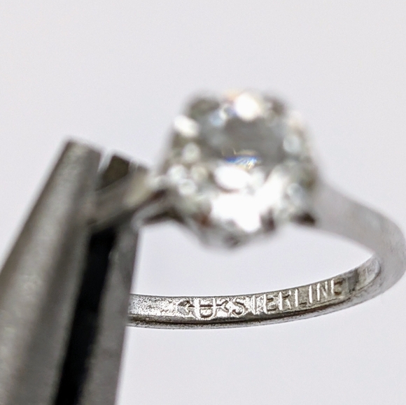 Vintage 40s 50s Signed Uncus Size 9 Sterling Silver 1 CT CZ Engagement Ring - Picture 6 of 9